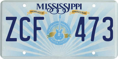MS license plate ZCF473