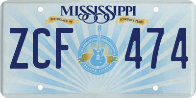 MS license plate ZCF474