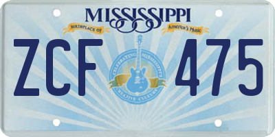 MS license plate ZCF475