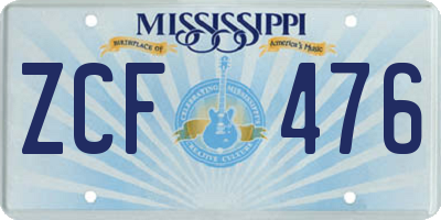 MS license plate ZCF476