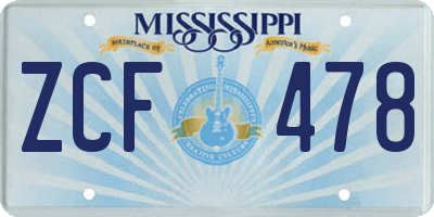MS license plate ZCF478