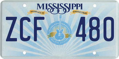 MS license plate ZCF480