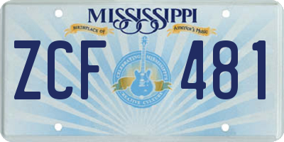MS license plate ZCF481