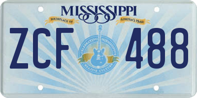 MS license plate ZCF488