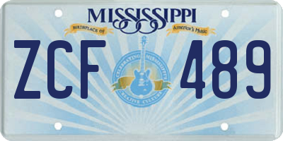 MS license plate ZCF489