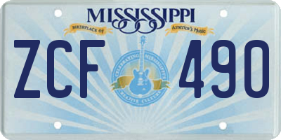 MS license plate ZCF490