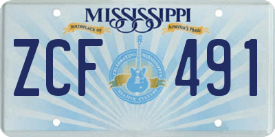 MS license plate ZCF491