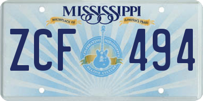 MS license plate ZCF494