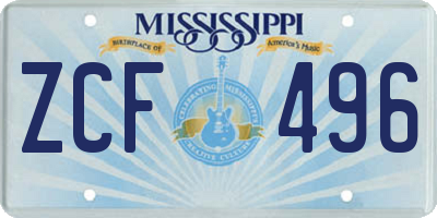 MS license plate ZCF496
