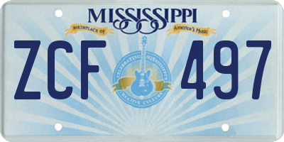 MS license plate ZCF497