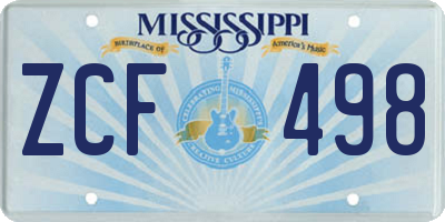 MS license plate ZCF498