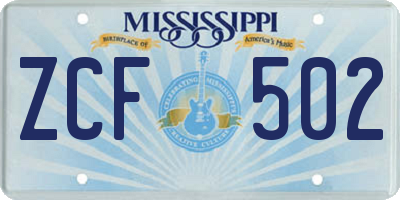 MS license plate ZCF502