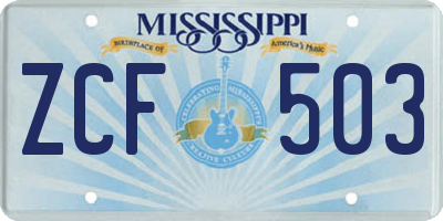 MS license plate ZCF503