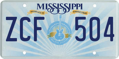 MS license plate ZCF504