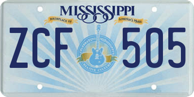 MS license plate ZCF505