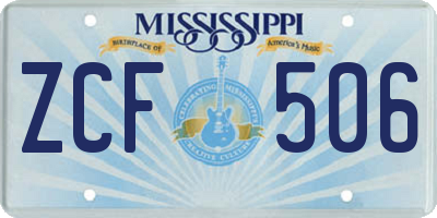 MS license plate ZCF506