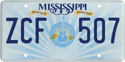 MS license plate ZCF507