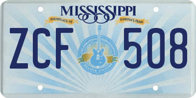 MS license plate ZCF508
