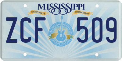 MS license plate ZCF509