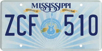 MS license plate ZCF510