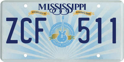 MS license plate ZCF511