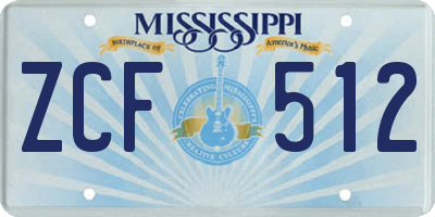 MS license plate ZCF512