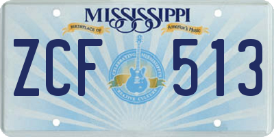MS license plate ZCF513