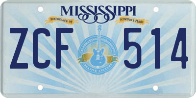 MS license plate ZCF514