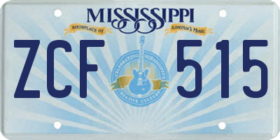 MS license plate ZCF515