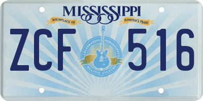 MS license plate ZCF516
