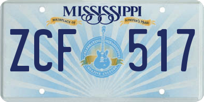 MS license plate ZCF517