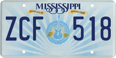 MS license plate ZCF518