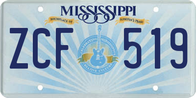 MS license plate ZCF519
