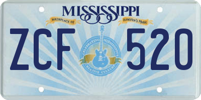 MS license plate ZCF520
