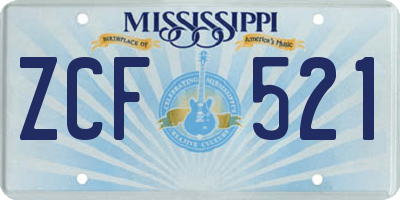MS license plate ZCF521