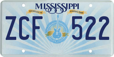 MS license plate ZCF522