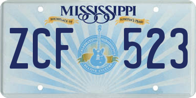 MS license plate ZCF523