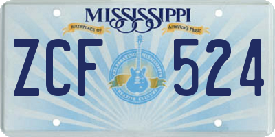 MS license plate ZCF524
