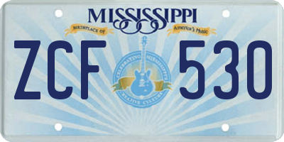 MS license plate ZCF530