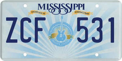 MS license plate ZCF531