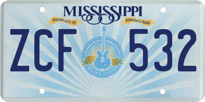MS license plate ZCF532