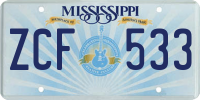 MS license plate ZCF533