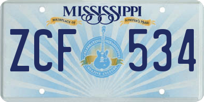 MS license plate ZCF534