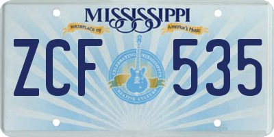 MS license plate ZCF535
