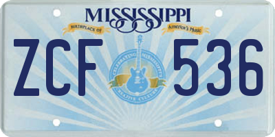 MS license plate ZCF536