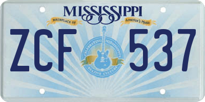 MS license plate ZCF537