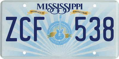 MS license plate ZCF538