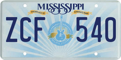 MS license plate ZCF540