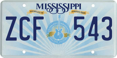 MS license plate ZCF543