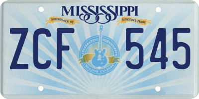 MS license plate ZCF545
